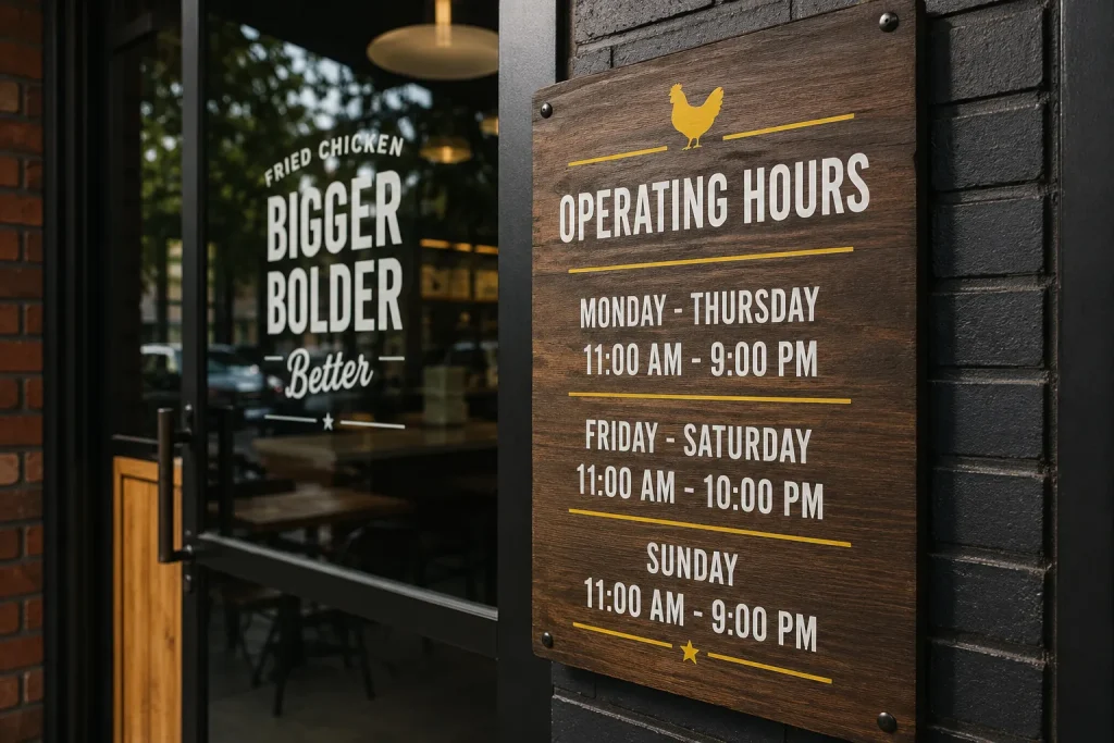 big Chicken Operating Hours (US)